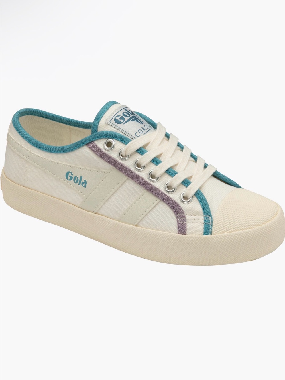Gola Coaster Smash Sneaker Off White/Ocean/Lily White Canvas Sneaker Sz 8 EU 39